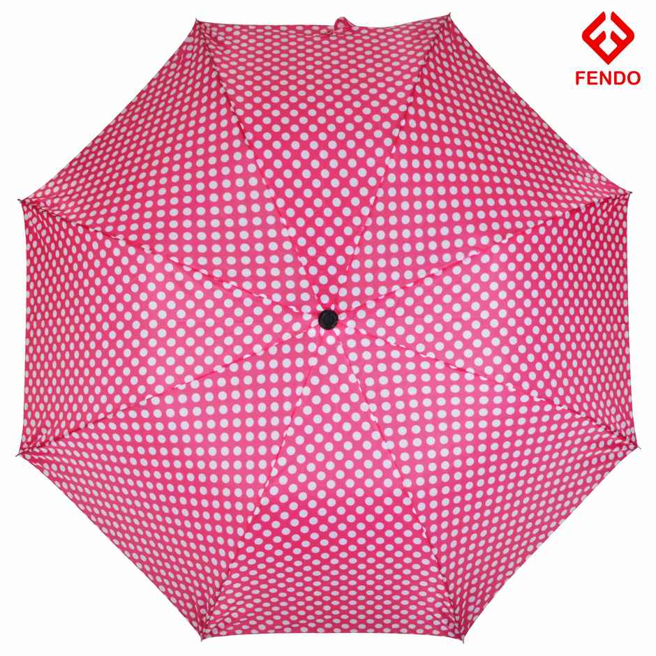 Fendo 2 Fold 24.5 inch Pink Dot Auto Open Umbrella
