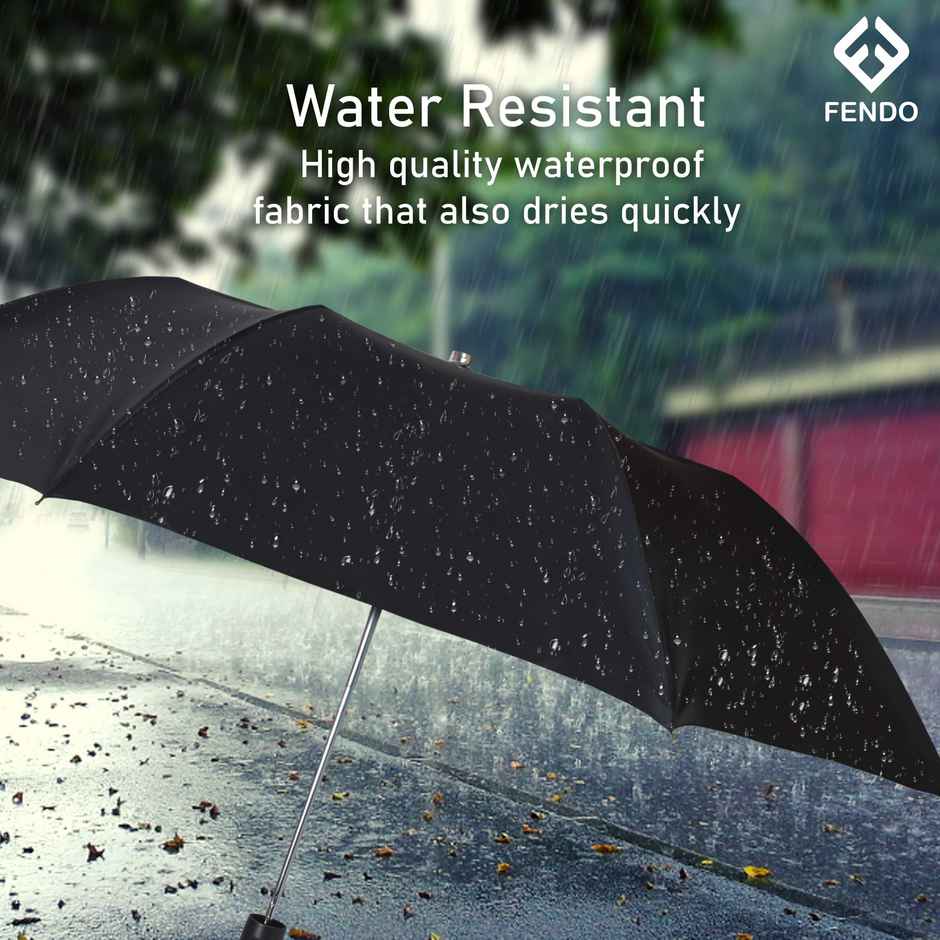 Fendo 2 Fold 24.5 inch Black Auto Open Umbrella