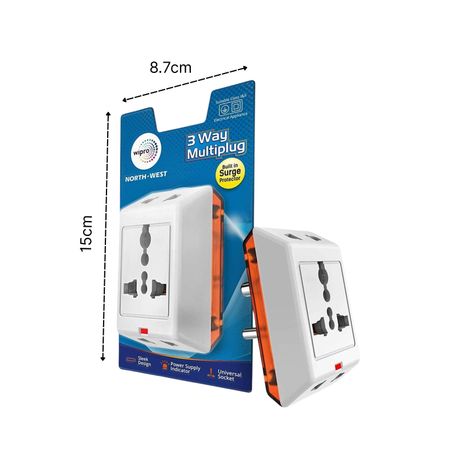 Wipro 3 Way Multiplug Adaptor with 1 Universal Socket