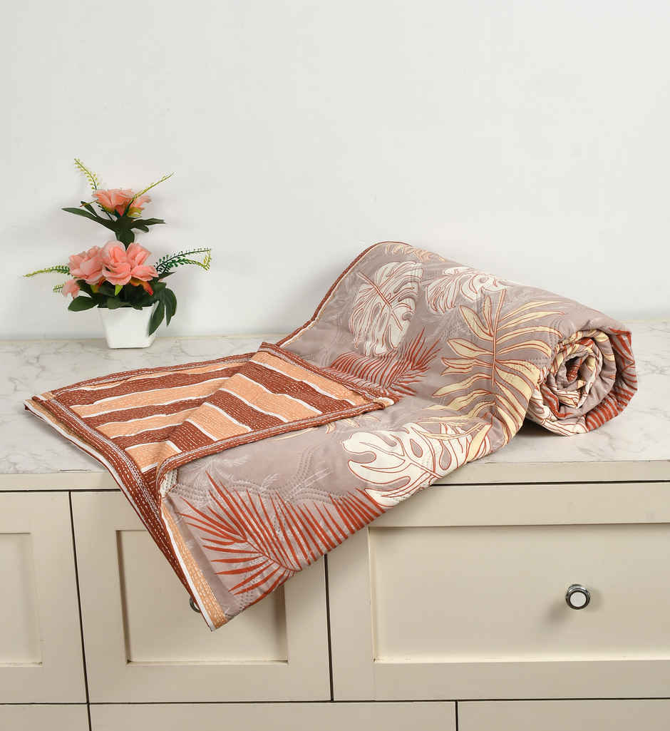 Furnofy Ultrasonic Comforter King Size Light Weight | Microfibre | Brick & Brown - 80 x 90 in