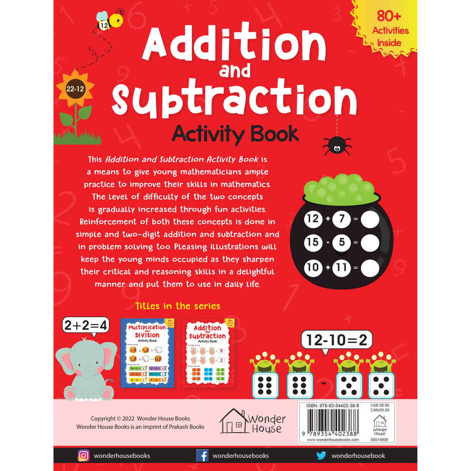 Addition and Subtraction Activity Book for Children - 80+ Activities Inside