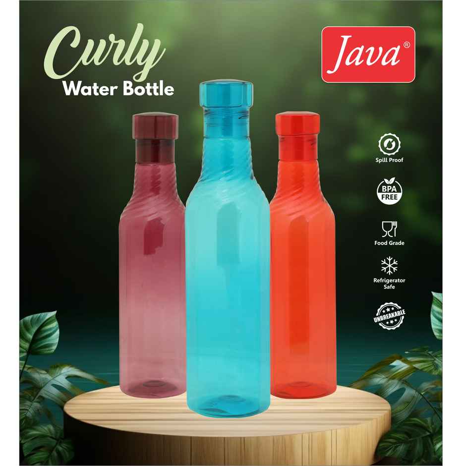 Java Plastic Curly Water Bottle | Assorted | 1 L