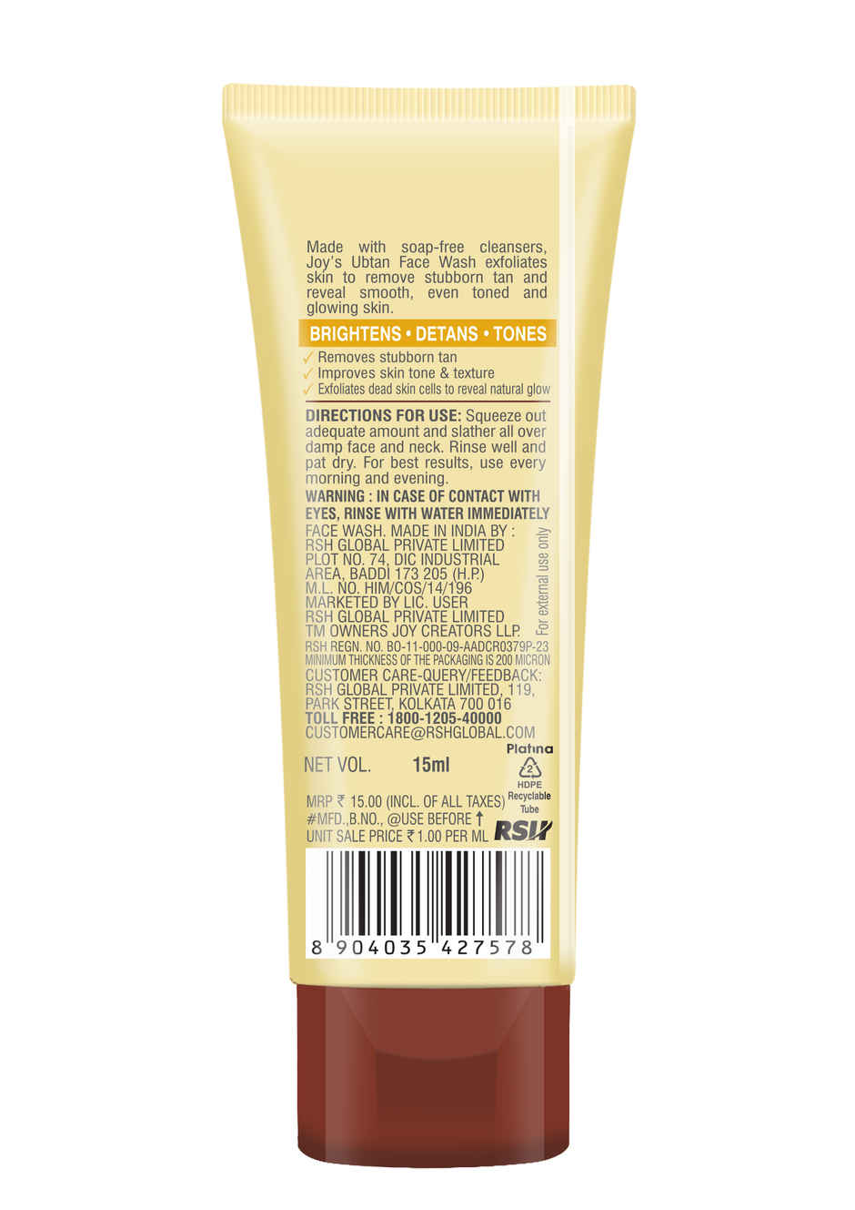 Joy Ubtan Tan Removal Face Wash