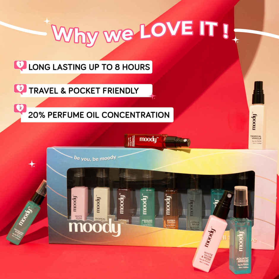 Moody Premium Perfume Gift Set Of 8 In 1 | Unisex Perfume | Gift for Rakhi