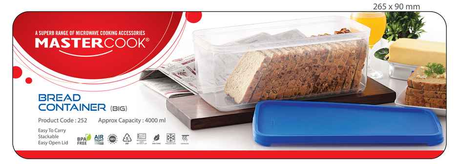 Mastercook Pp 252 Rectangle Big Bread Box Containers 4000 ml