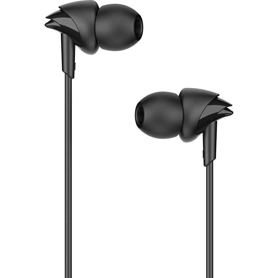 boAt Bassheads 212L, 10mm Drivers,in Line Mic,3.5mm L Shaped Connector, 120cm Cable | Active Black
