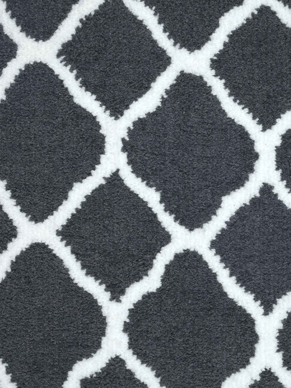 Saral Home Microfiber Geometric Anti-Slip Bath Mat | Grey - 40 x 60 cm