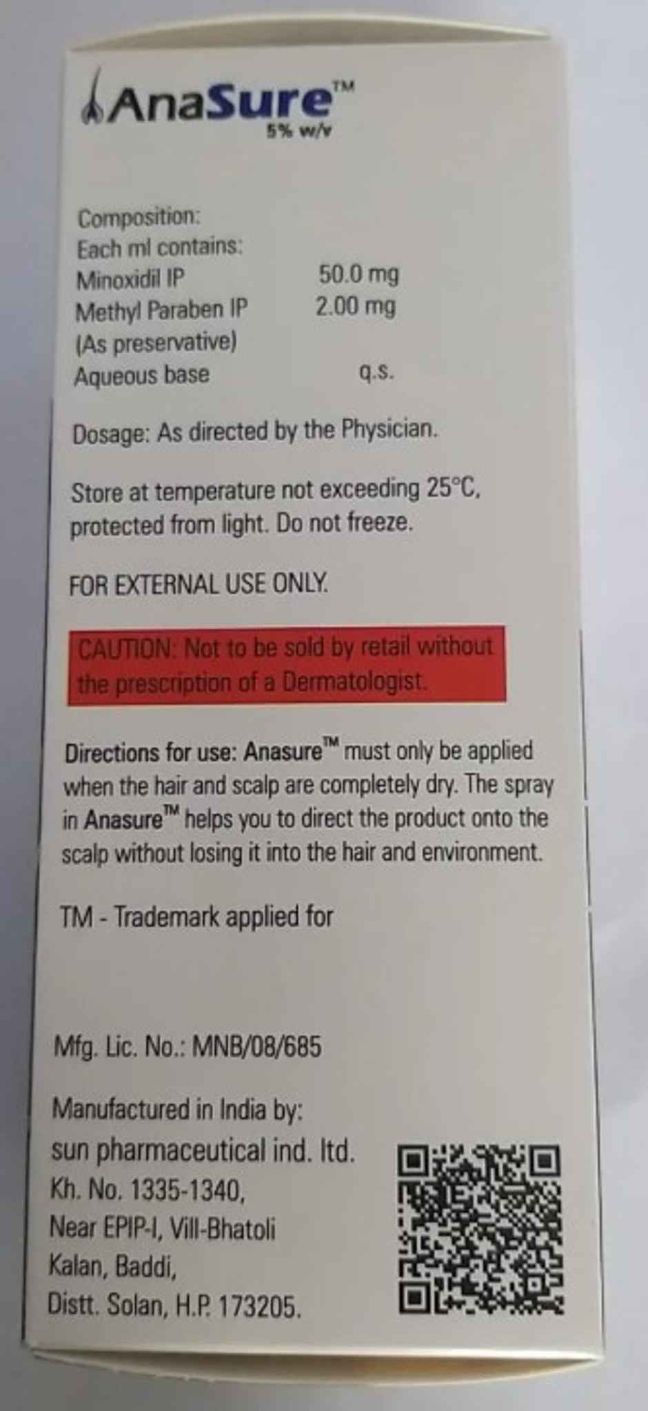 Anasure 5% w/v Topical Solution