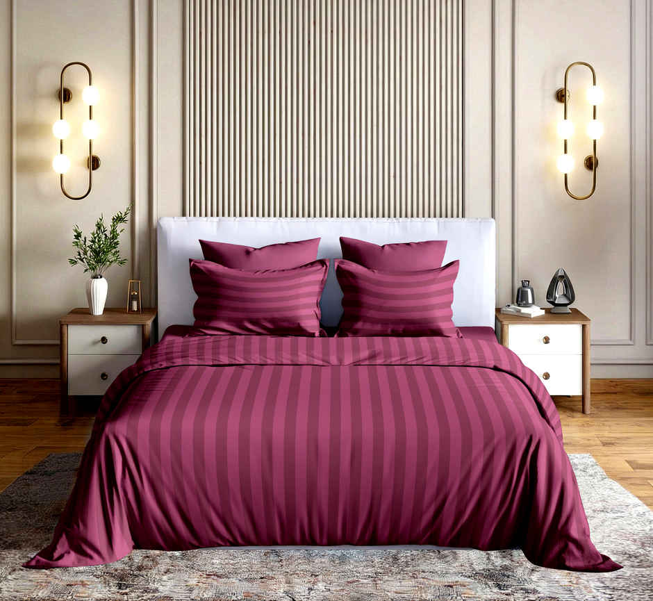 Dream Living Stripe King Bedsheet Set |275 x 275 cm| With 2 Pillow Covers