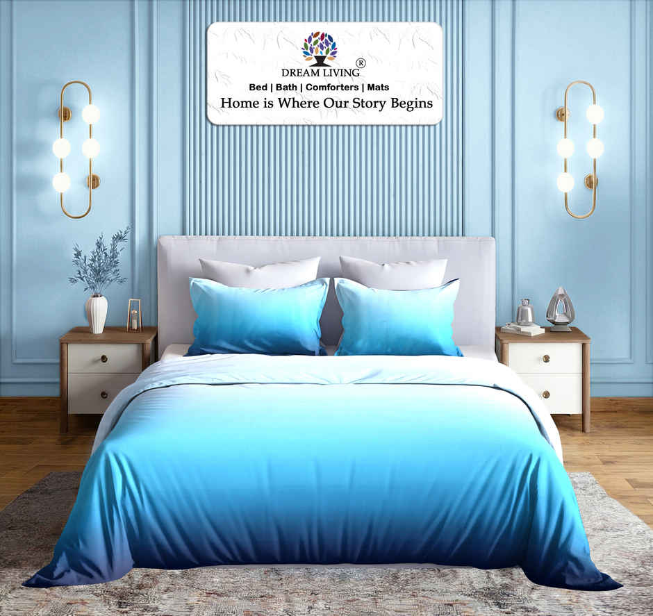 Dream Living Ombrey Double Bedsheet Set | Blue - 220 x 250 cm