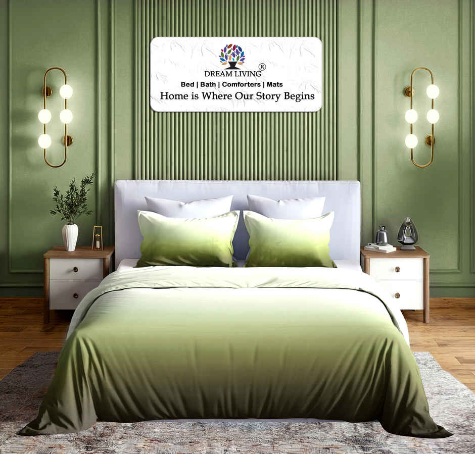 Dream Living Ombrey Double Bedsheet Set | Olive - 220 x 250 cm