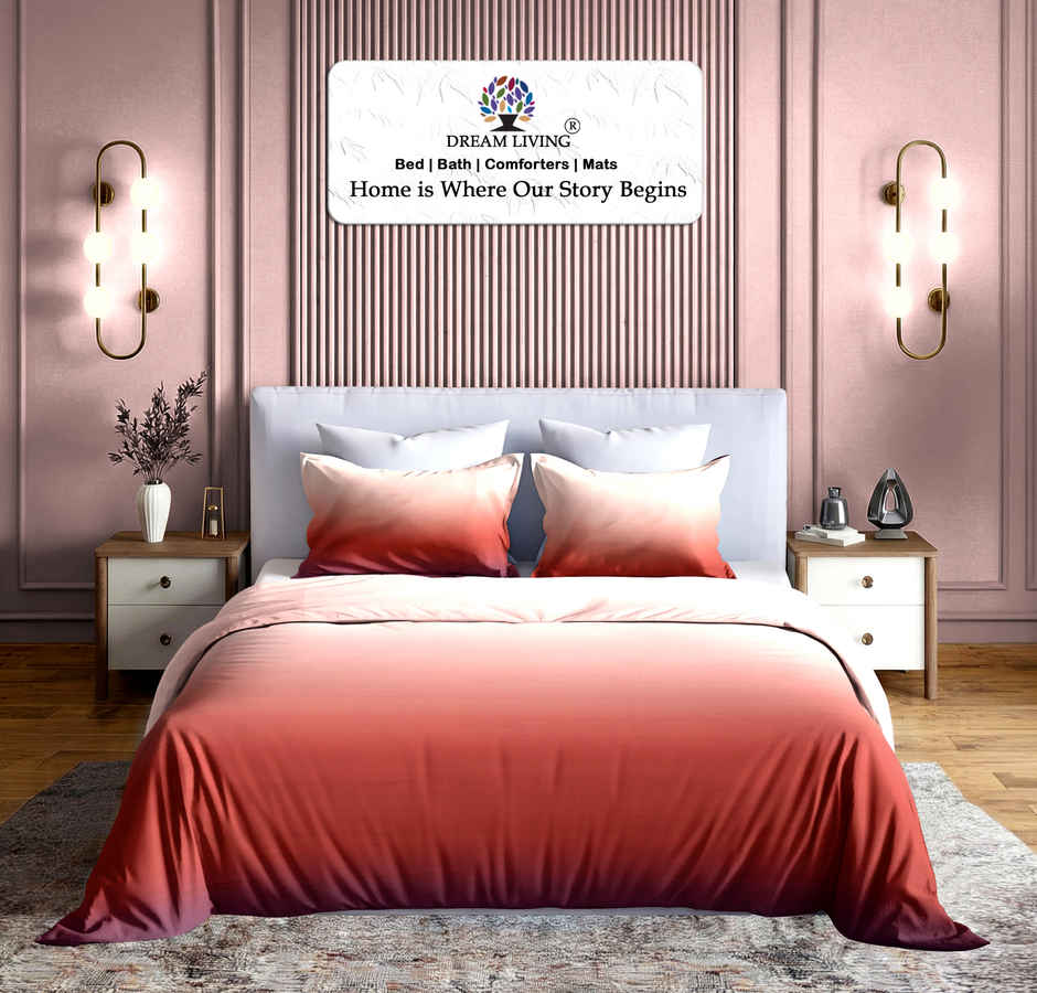 Dream Living Ombrey Double Bedsheet Set | Maroon - 220 x 250 cm