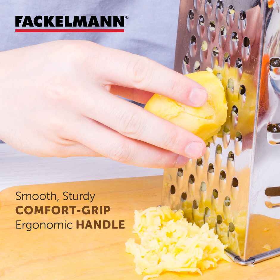 Fackelmann 4-Sided Stainless Steel Kitchen Grater Ideal for Slicing | Shredding and Zesting
