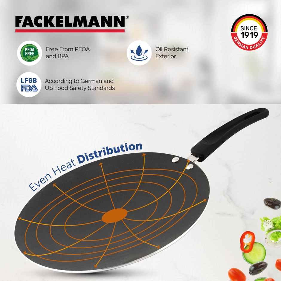 Fackelmann Quartz Nonstick Concave Tawa 25cm BPA-Free All Stoves Compatible Anti-scratch