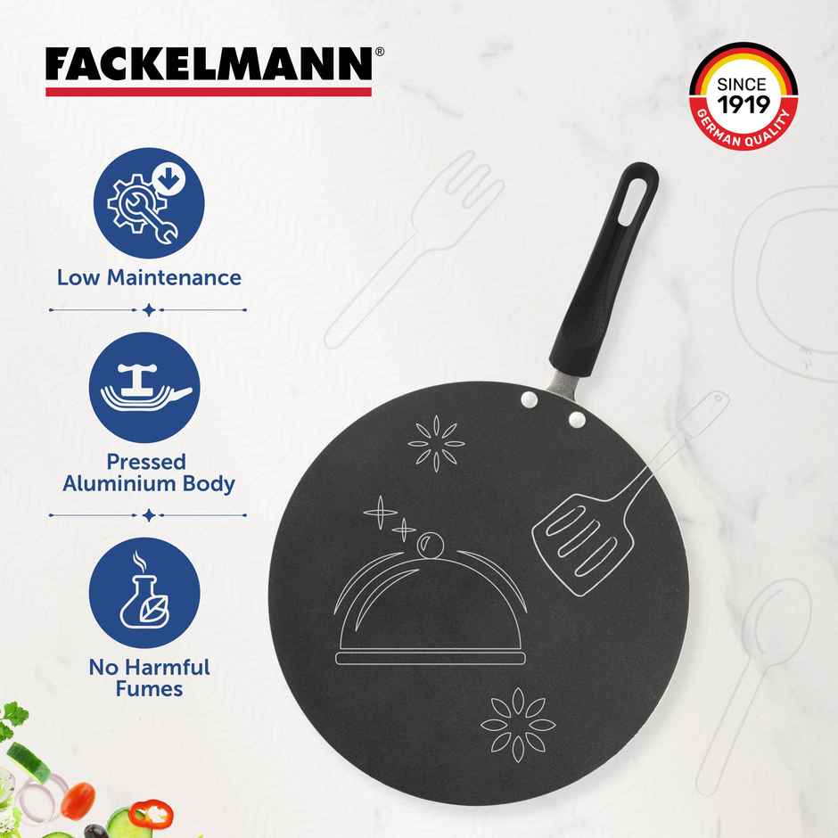 Fackelmann Quartz Nonstick Concave Tawa 25cm BPA-Free All Stoves Compatible Anti-scratch