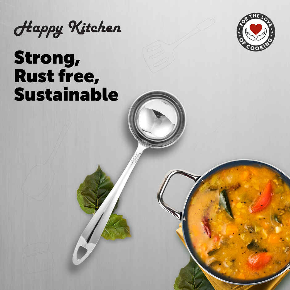 Happy Kitchen 100% Food-Grade Stainless Steel Ladle, 1.4 MM