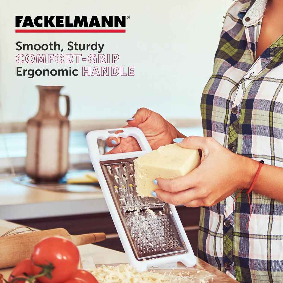 Fackelmann Stainless Steel Universal Grater With Plastic Handle | Ergonomic Non-Slip Handle