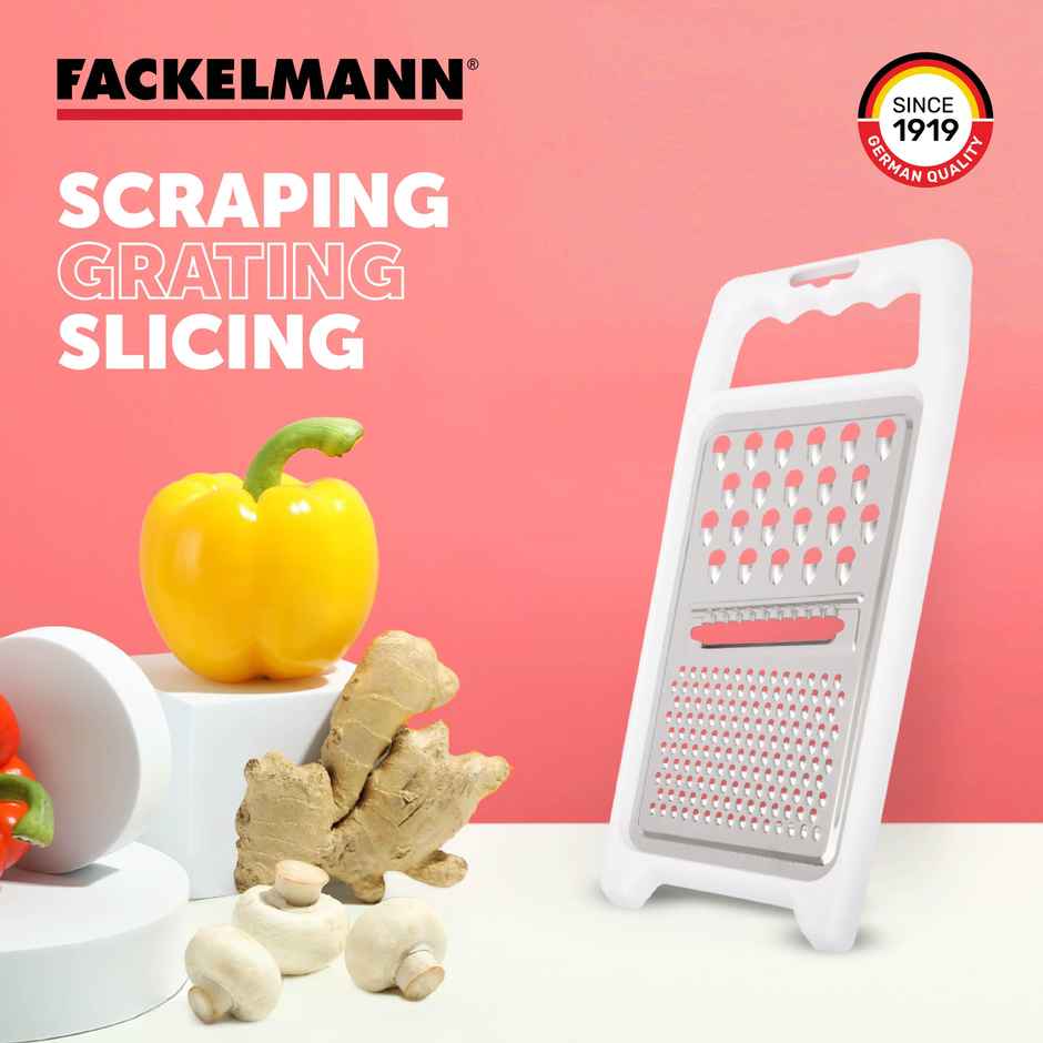 Fackelmann Stainless Steel Universal Grater With Plastic Handle | Ergonomic Non-Slip Handle
