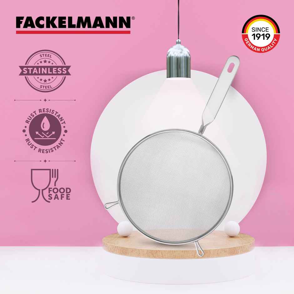 Fackelmann Stainless Steel Strainer, 20 Cm Ideal For Draining Pasta, Blanched Vegetables Strain