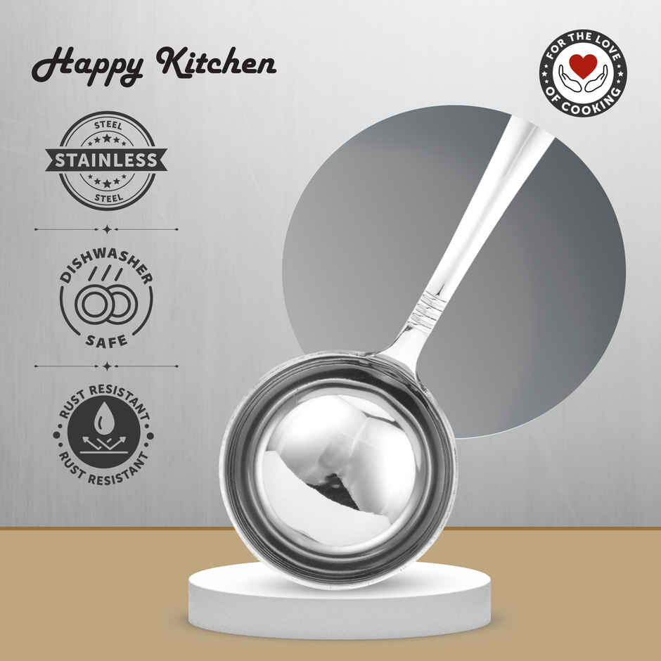 Happy Kitchen 100% Food-Grade Stainless Steel Ladle, 1.4 MM