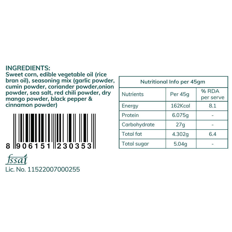 Snackible Chatpata Crispy Sweet Corn | Vacuum Fried, 70% Less Oil, No Palm Oil