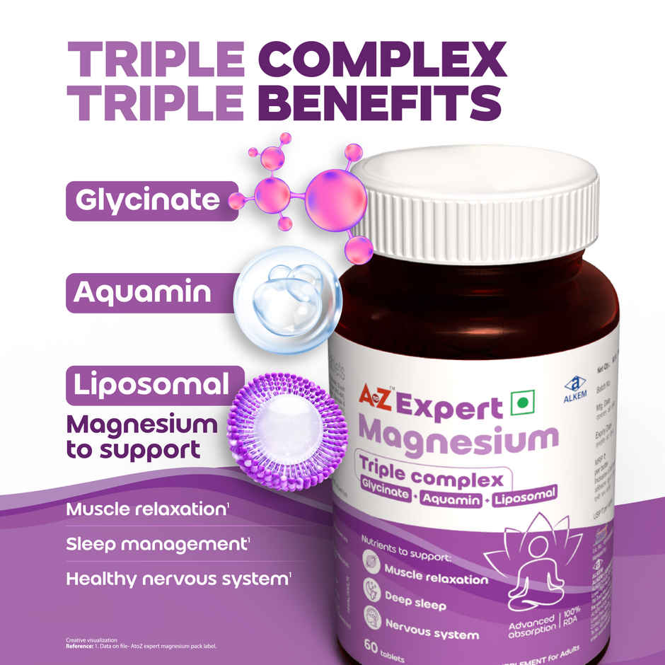 A to Z Magnesium Triple Complex 440mg | Glycinate, Oxide, Aquamin | Sleep, Stress, Muscle Support