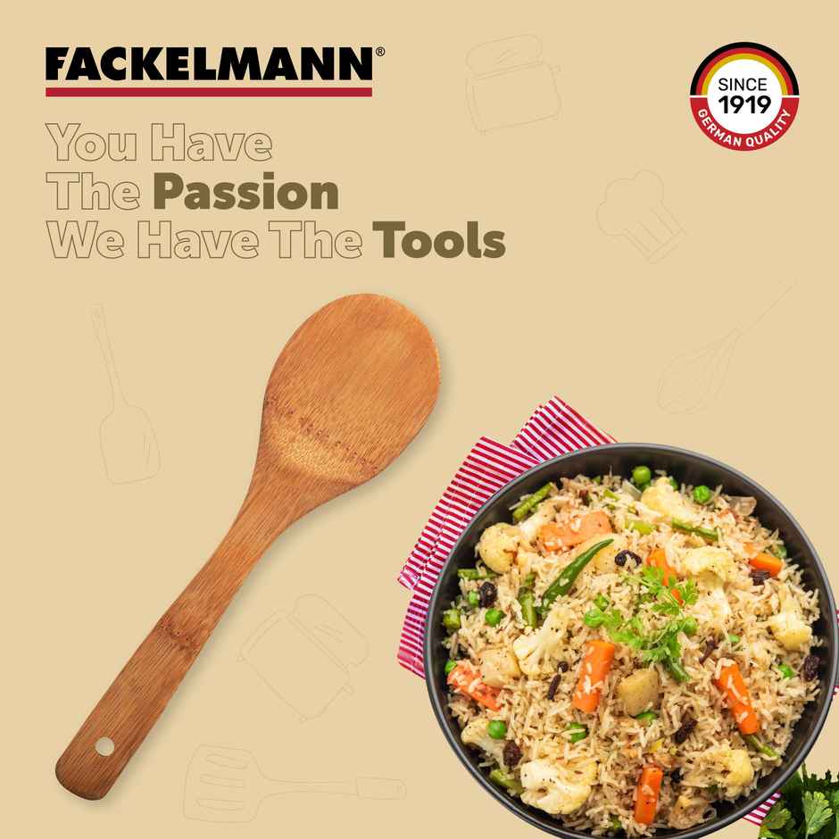 Fackelmann Bamboo Rice Spoon | Ideal For Serving Rice, Curries & Vegetables