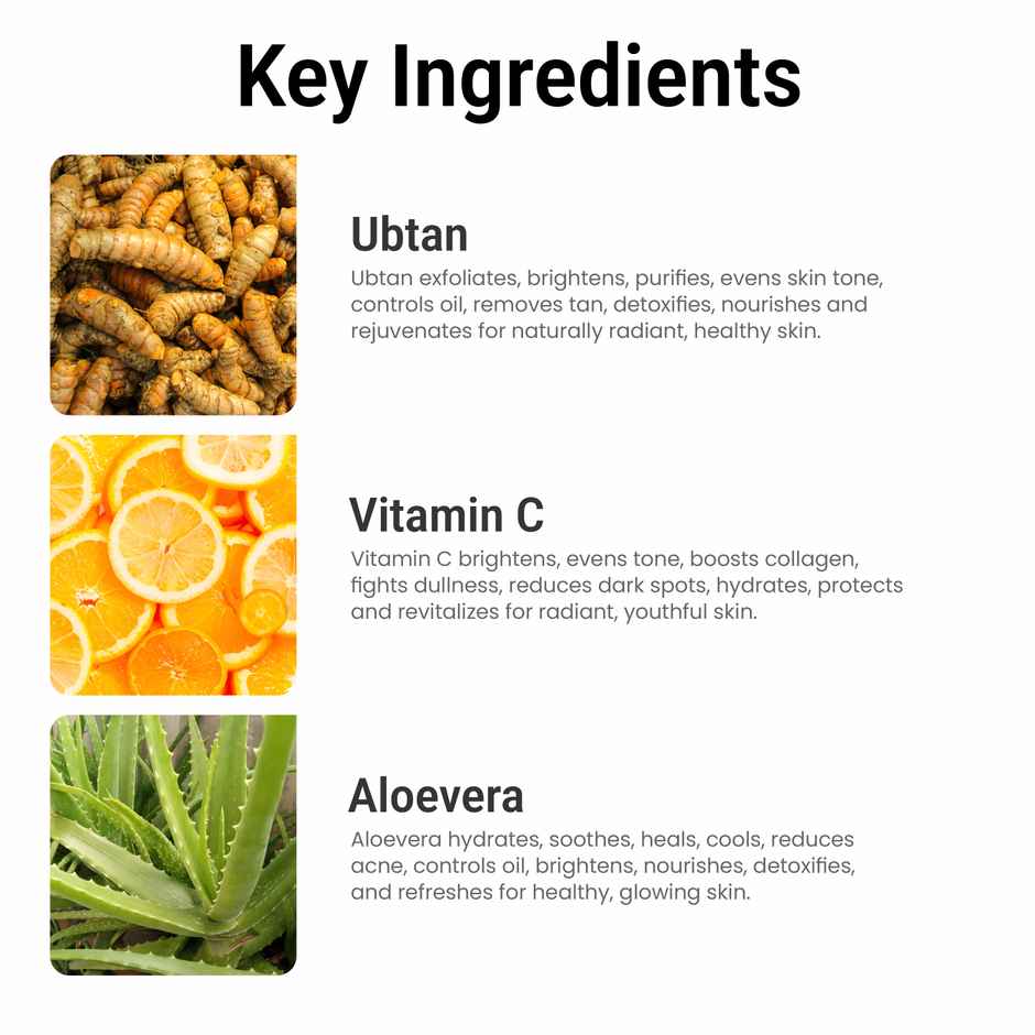 Multani Naturals Ubtan & Vitamin C Face Wash | Reduce Tan & Boost Radiance | No SLS Paraben