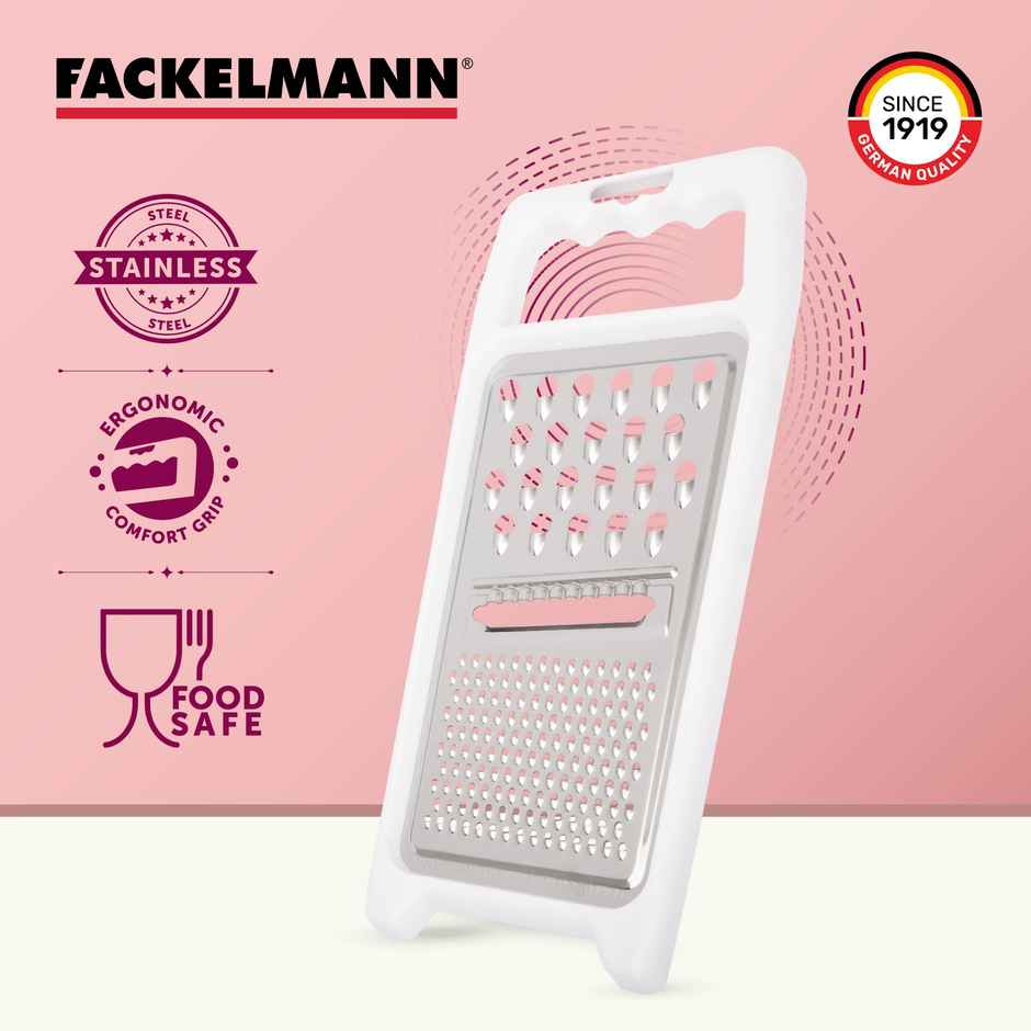 Fackelmann Stainless Steel Universal Grater With Plastic Handle | Ergonomic Non-Slip Handle