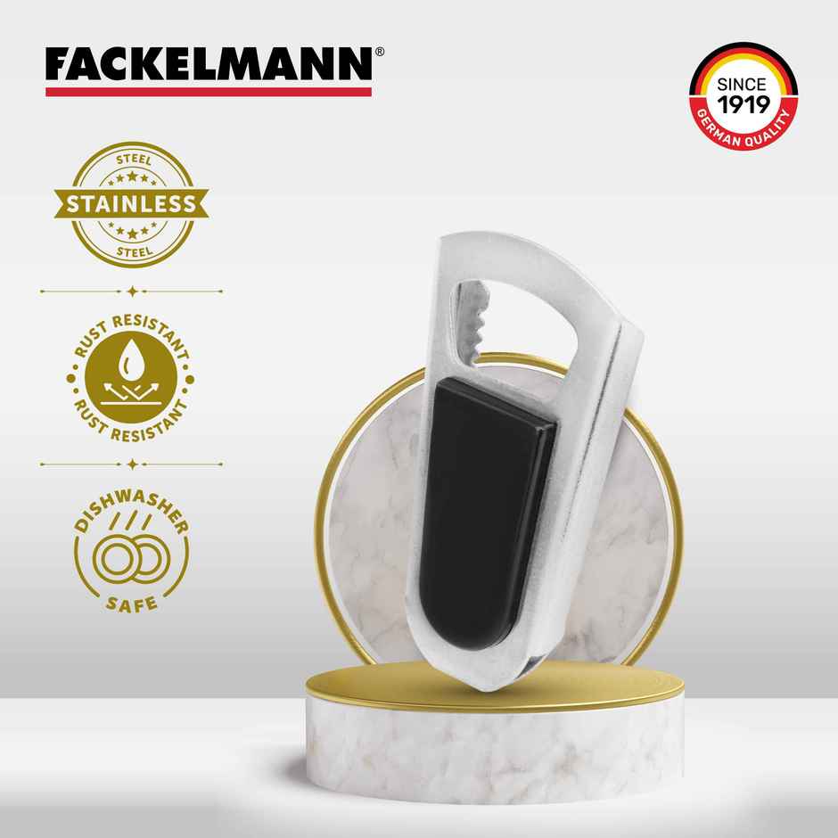 Fackelmann Stainless Steel Bottle Opener Ideal for Removing & Sealing Caps 8cm