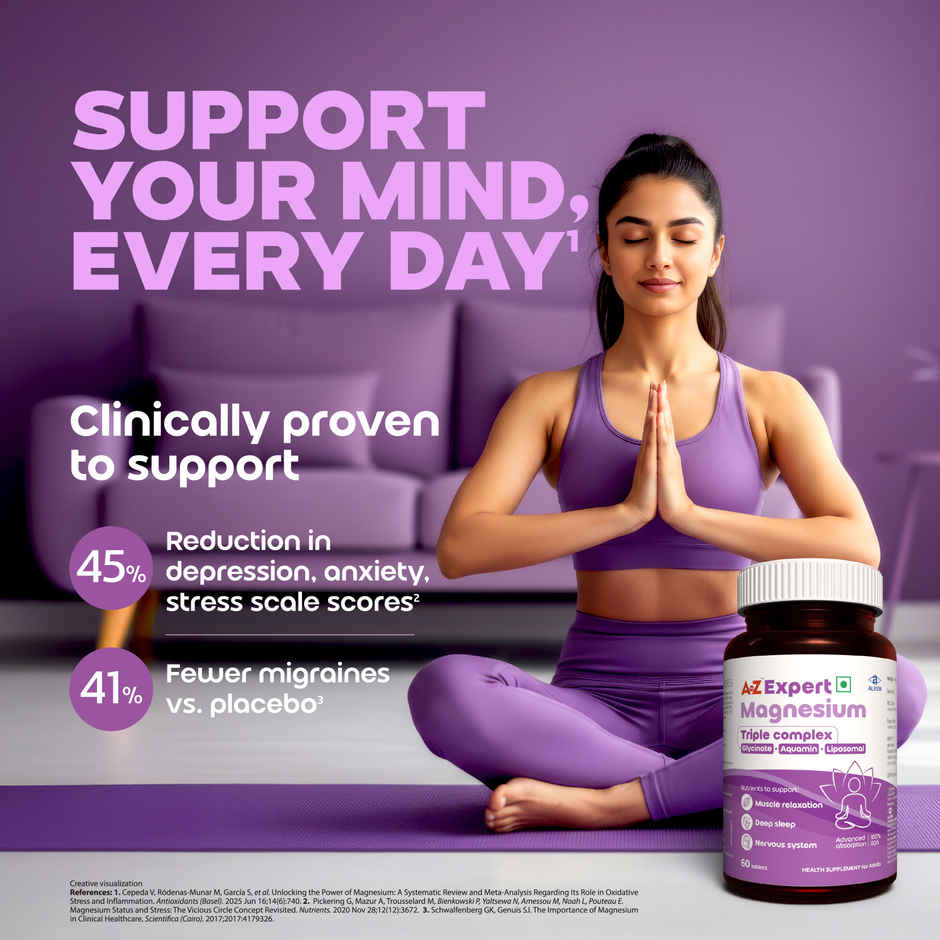 A to Z Magnesium Triple Complex 440mg | Glycinate, Oxide, Aquamin | Sleep, Stress, Muscle Support