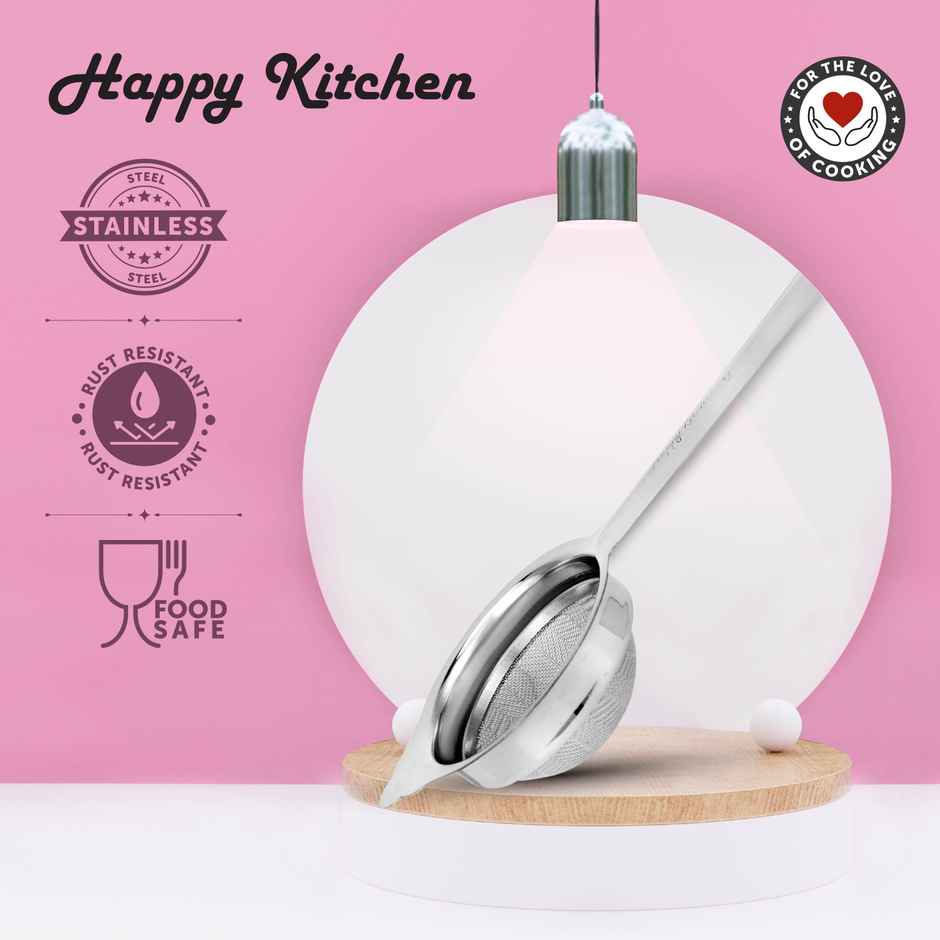 Happy Kitchen Stainless Steel Strainer High-Grade Stainless Steel Mesh, Perfect For Tea and Coffee