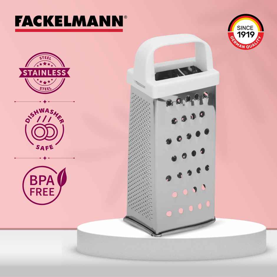 Fackelmann 4-Sided Stainless Steel Kitchen Grater Ideal for Slicing | Shredding and Zesting
