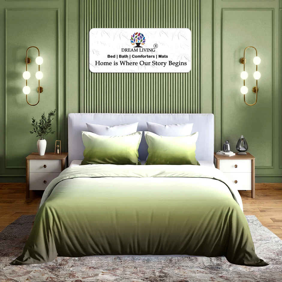 Dream Living Ombrey Double Bedsheet Set | Olive - 220 x 250 cm