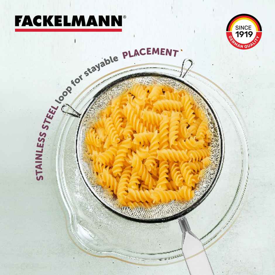 Fackelmann Stainless Steel Strainer, 20 Cm Ideal For Draining Pasta, Blanched Vegetables Strain