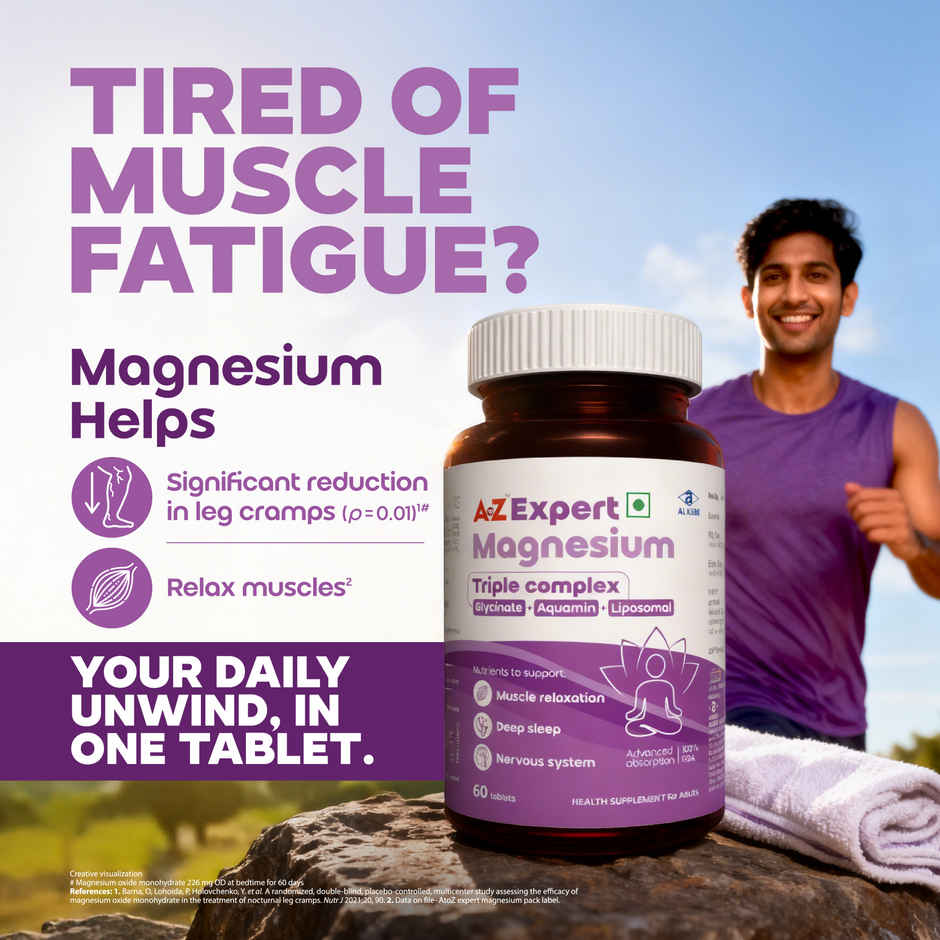 A to Z Magnesium Triple Complex 440mg | Glycinate, Oxide, Aquamin | Sleep, Stress, Muscle Support