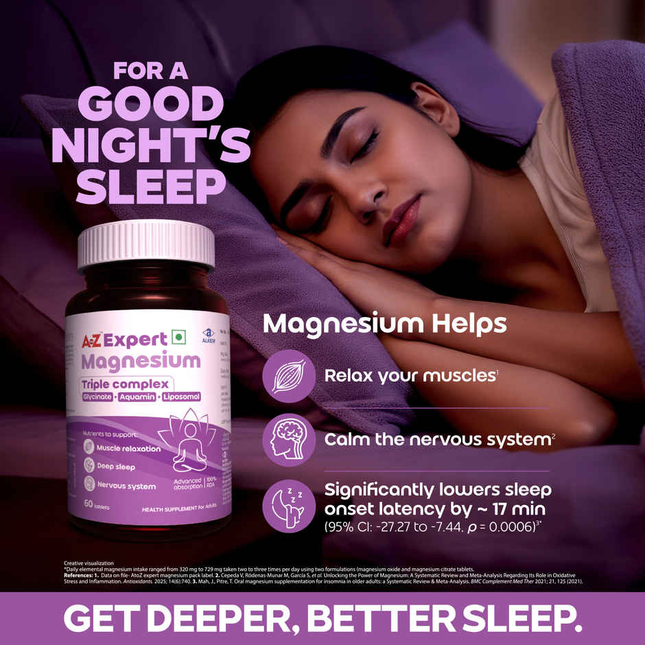 A to Z Magnesium Triple Complex 440mg | Glycinate, Oxide, Aquamin | Sleep, Stress, Muscle Support