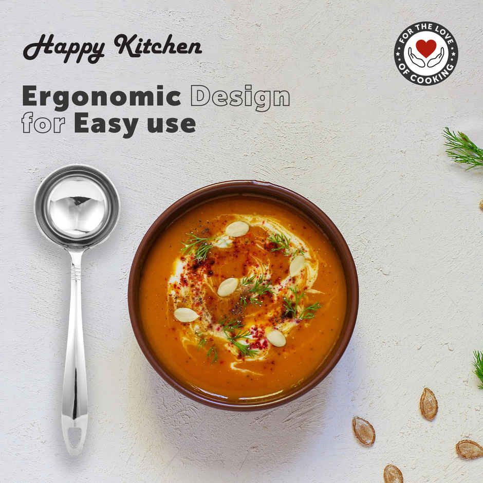 Happy Kitchen 100% Food-Grade Stainless Steel Ladle, 1.4 MM