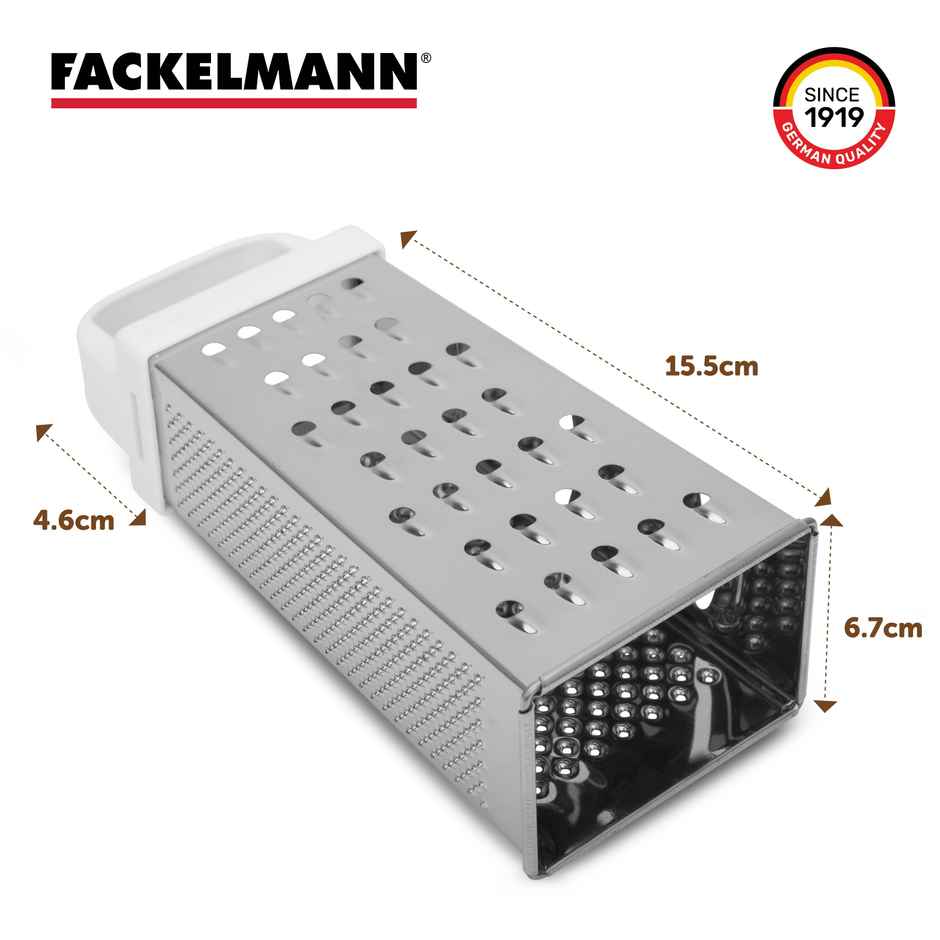 Fackelmann 4-Sided Stainless Steel Kitchen Grater Ideal for Slicing | Shredding and Zesting