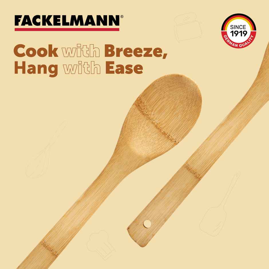 Fackelmann - Solid Turner 30 Cm - High-Quality Bamboo - Wood Brown, Durable, Eco-Friendly
