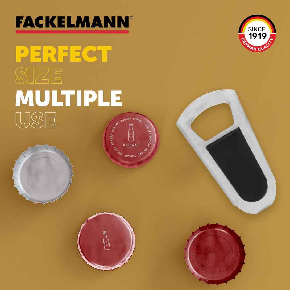 Fackelmann Stainless Steel Bottle Opener Ideal for Removing & Sealing Caps 8cm