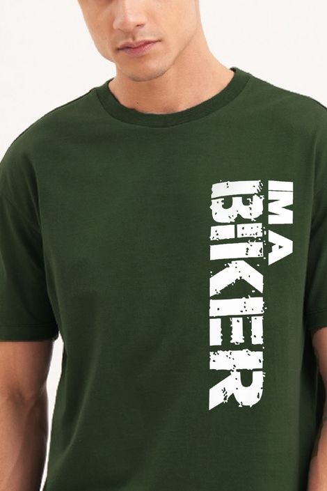 De Tees Men's Half Sleeve T-shirt | MHS-BIKER | Olive - L