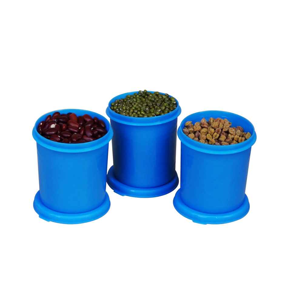 Princeware Store Fresh Tall Container Set of 3 Pieces 250 ml Each- Blue