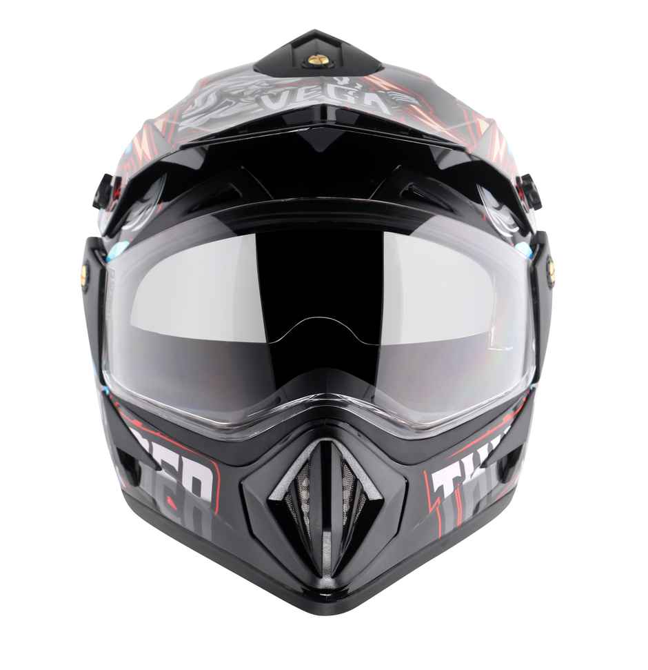 Vega Off Road D/V Thunder Lightweight Full Helmet- Black Red - L