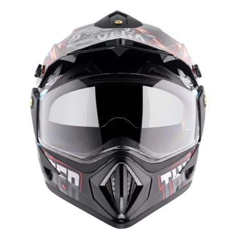 Vega Off Road D/V Thunder Lightweight Full Helmet- Black Red - M