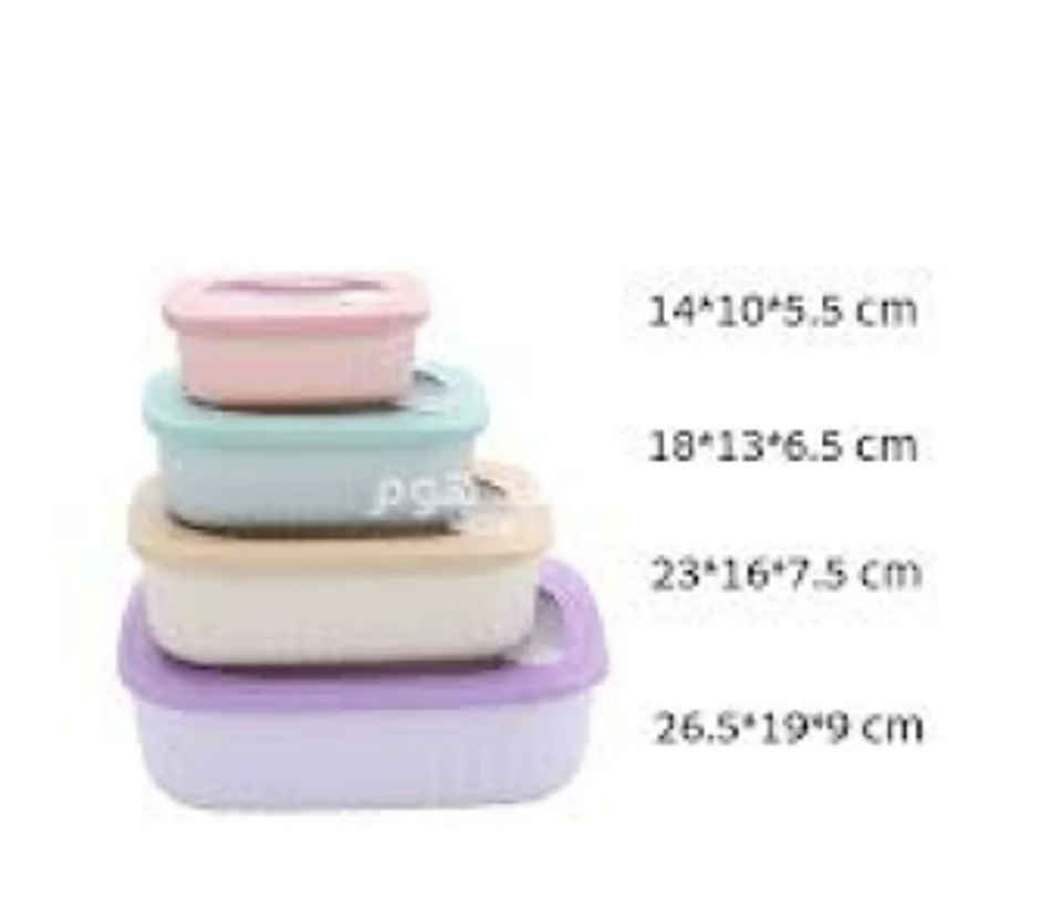 YELLOCUT Storage Plastic, Silicone Container Set | Multicolour - 450 ml | 850 ml | 1500 ml | 2300 ml