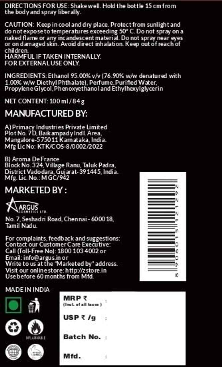 Z Magnetism For Men Zest EDP