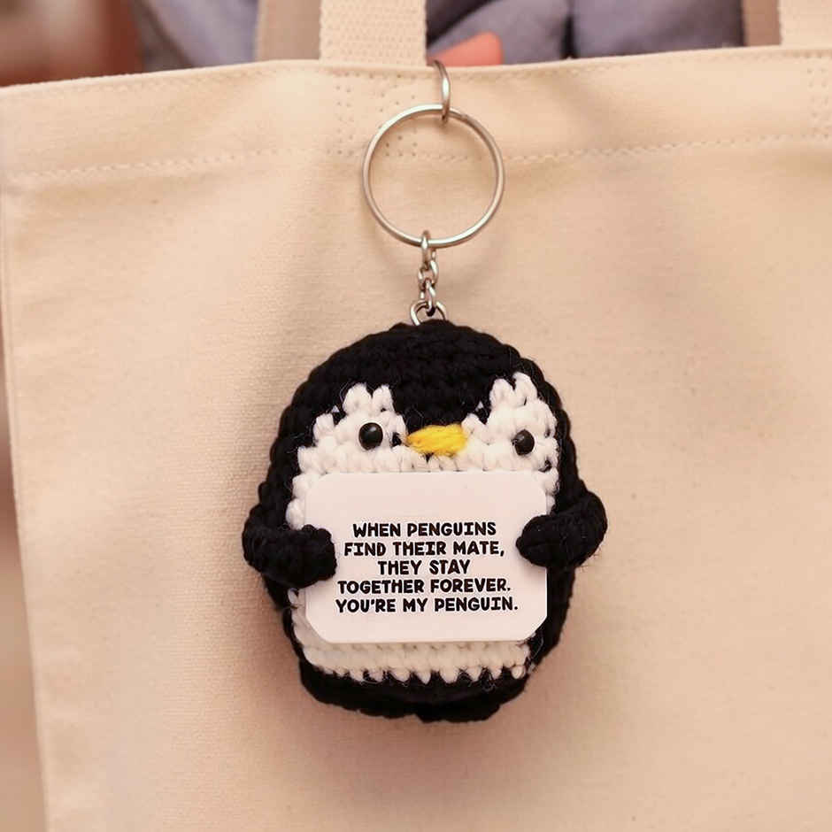 Cute Crochet Penguin Keyring | Small Gift for Loved Ones | Oye Happy