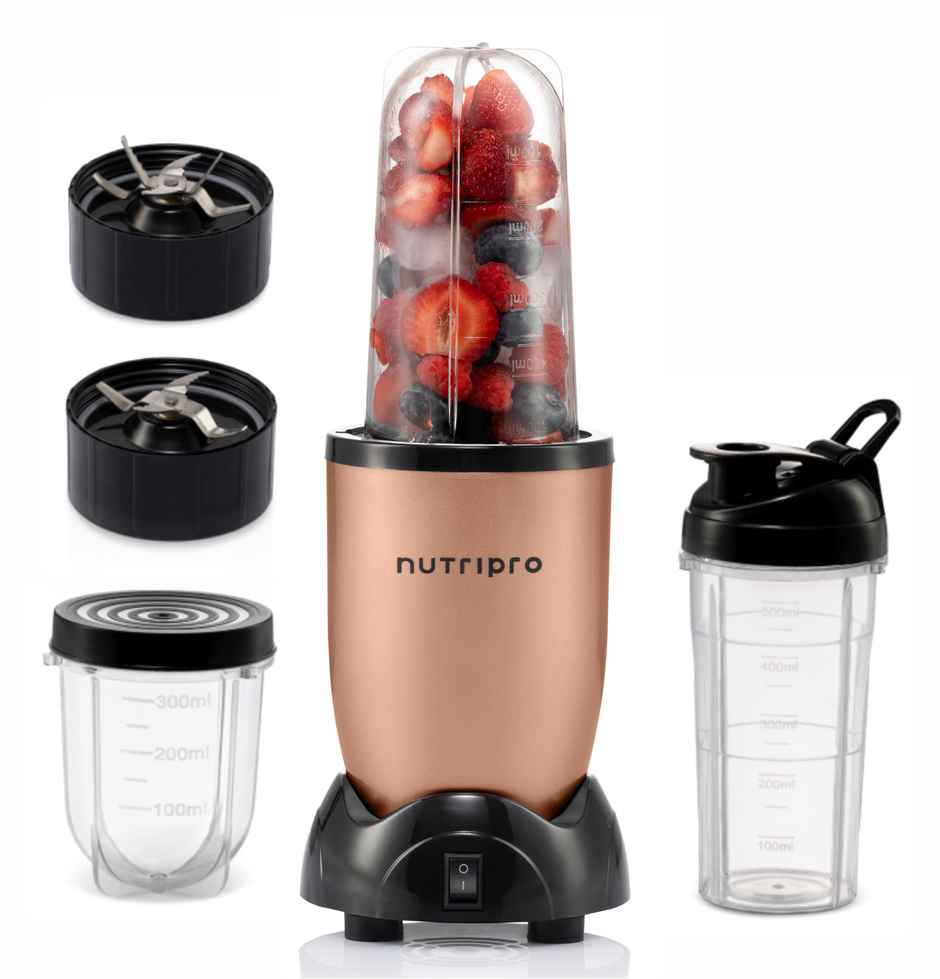 NUTRIPRO Nutri Blender Juicer Mixer Grinder 500W- 3 Jars & 2 Blades | Gold