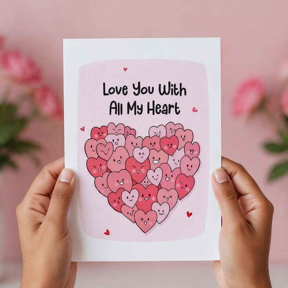 Love you with all my heart - Adorable Valentine's Day Greeting Card